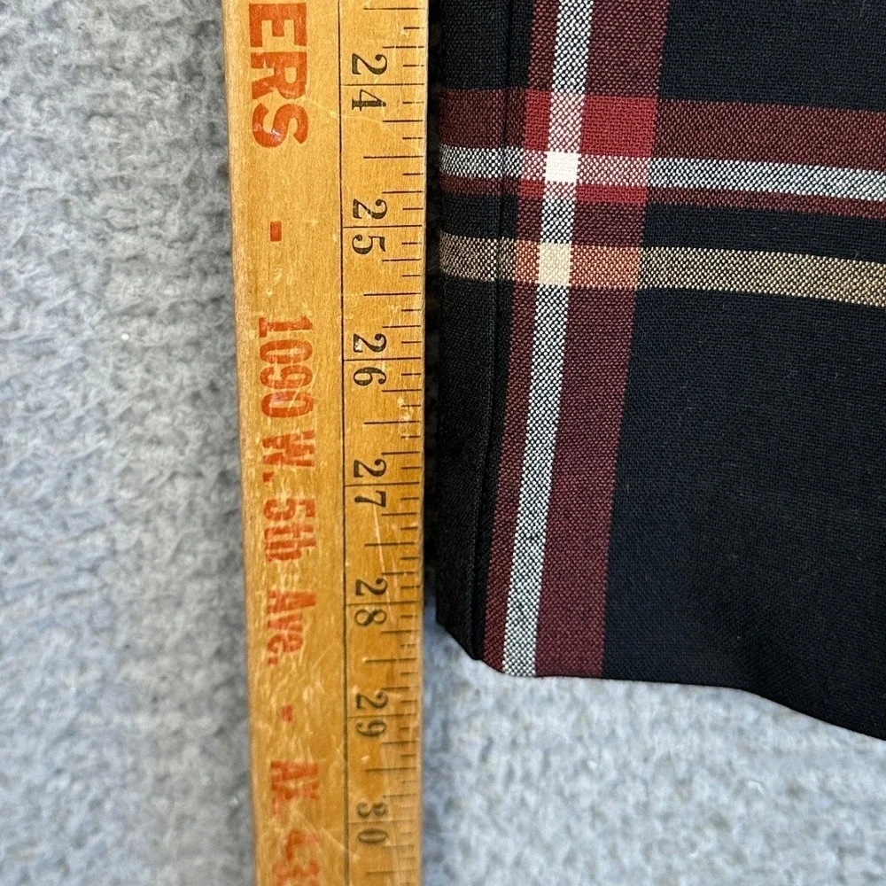 NEW Loft Pants Womens 12 Black Red Plaid Skinny Ankle Mid Rise Dress Flat Front